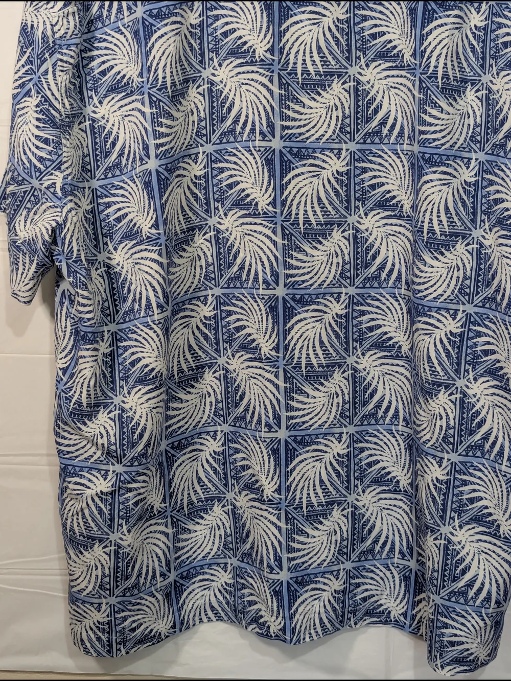 Nat Nast Men’s Hawaiian Shirt XXL Blue White Tropical Camp Shirt Button Front